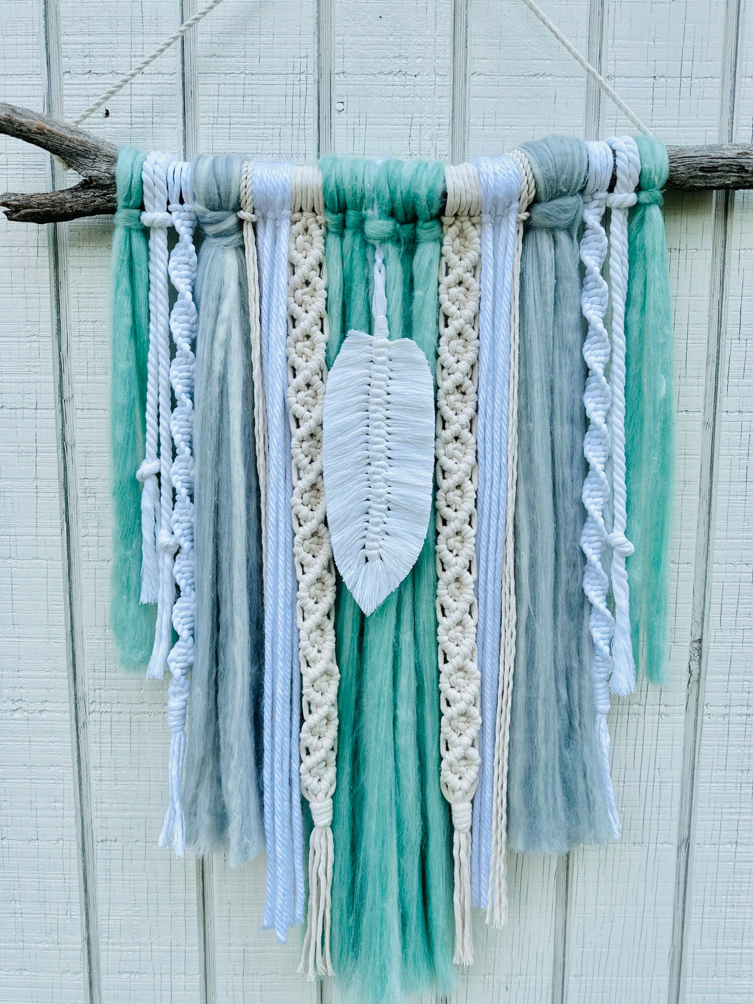 Mint & Gray Branch Macrame