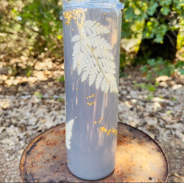 30 oz Grey Fern Leaf Skinny Tumbler