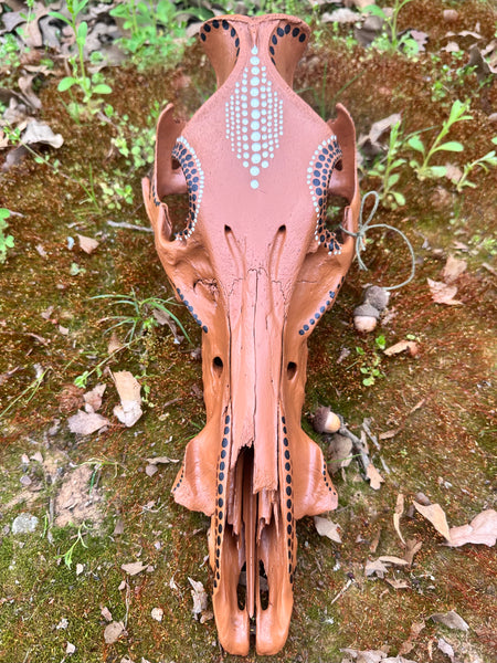 Hand Painted Terracotta Wild Hog Skull