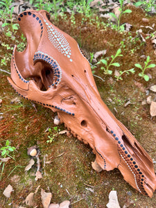 Hand Painted Terracotta Wild Hog Skull