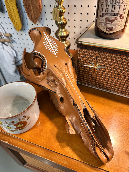 Hand Painted Terracotta Wild Hog Skull